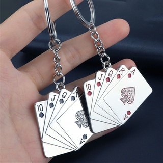 Funny Poker Metal Keychain Unisex Keyring Fashion Jewelry Gift Keyfob Handbag Accessories Car Key Holder