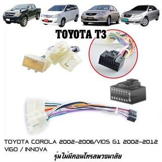 ปลั๊กตรงรุ่นจอแอนดรอย TOYOTA-T3 รุ่นหัวเสียบ3 พอร์ท ไม่ต้องต่อสาย เสียบเข้ากับชุดไฟและลำโพงรถเดิมได้