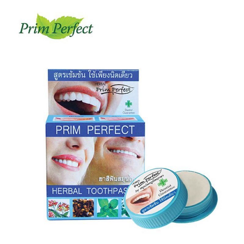 ยาสีฟันสมุนไพร-พริมเพอร์-เฟค-เฮอร์เบอร์-ทูธเพสท์-สูตรเข้มข้น-ภูมิพฤกษา-prim-perfect-herbal-toothpaste-poompuksa-25-กรัม