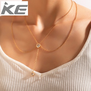 Simple Jewelry Diamond Chain Double Necklace Geometric Rhinestone Irregular MultiNecklace for