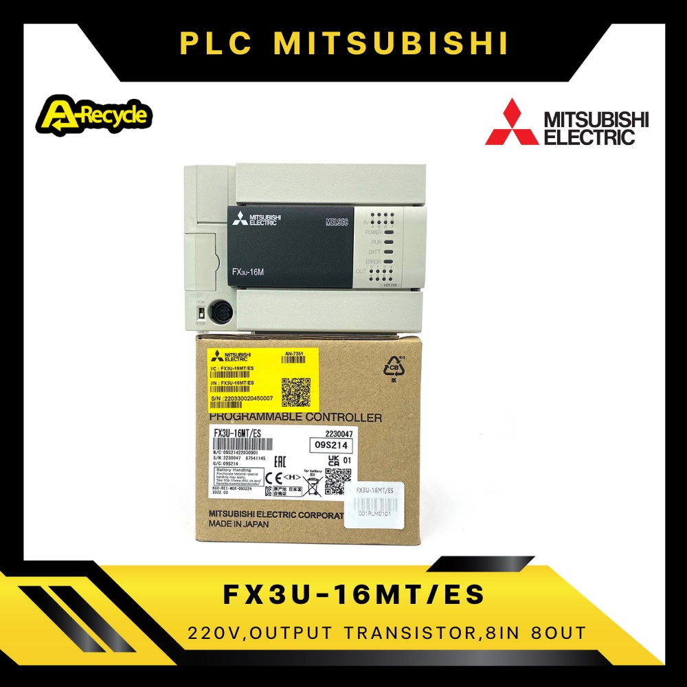 MITSUBISHI FX3U-16MT/ES PLC 220V Input Sink/Source Output Transistor ...
