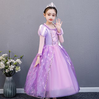 Princess Girls Rapunzel Frozen Costume Party Dress