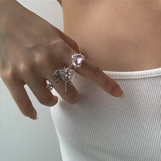 BENEE PINK AND SPIDER WEB S925 RING