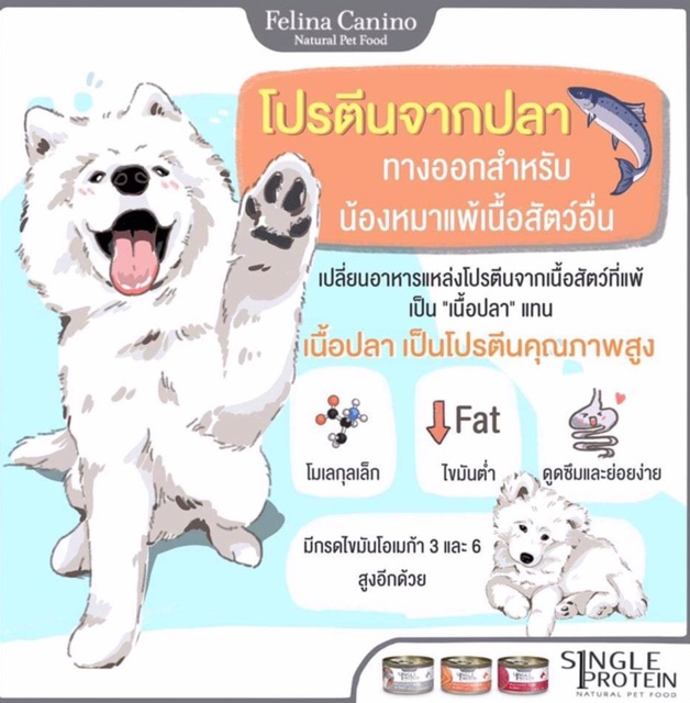 felina-canino-อาหารสุนัขเกรดพรีเมี่ยม-จากเนื้อปลาทูน่าล้วนๆ-จำนวน-4-กระป๋อง