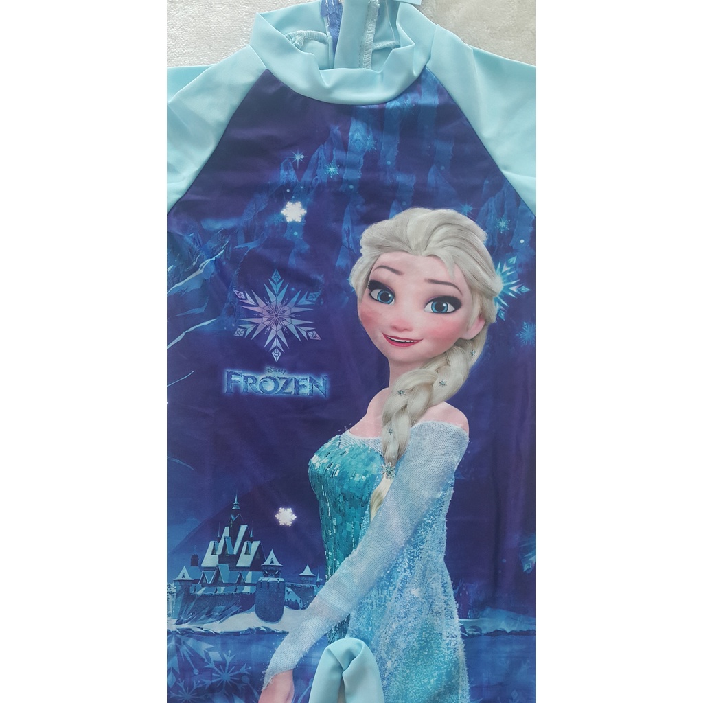 ชุดว่ายน้ำเด็ก-ลายเจ้าหญิงเอลซ่า-สีน้ำเงิน-size-4-8y