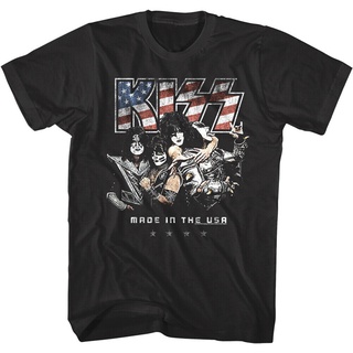 เสื้อยืด พิมพ์ลายธงวงร็อคอเมริกา Kiss Made in the USA คลาสสิก ไม่ซ้ําใคร สําหรับผู้ชาย 299137