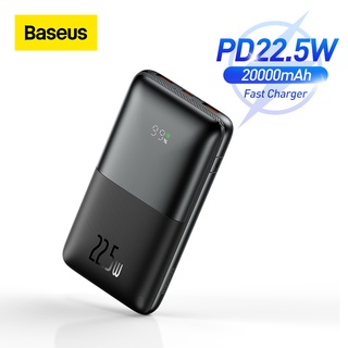 【ฟรีสายเคเบิล】Baseus พาวเวอร์แบงค์ 20000mAh PD 22.5W ชาร์จเร็ว 3 พอร์ต สําหรับ iPhone xiaomi Huawei