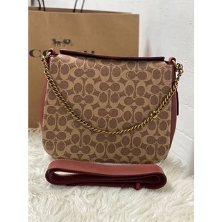 Coach  Signature Chain Hobo In Signature Canvas