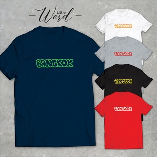 Little Word เสื้อยืดคอกลมแขนสั้นพิมพ์ลาย Bangkok สไตล์มินิมอล ทรงUnisex