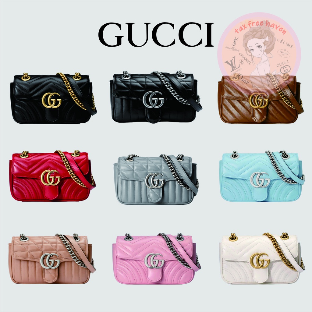 ราคาต่ำสุดของ-shopee-ของแท้-100-gucci-gg-marmont-series-mini-handbag-shoulder-bag