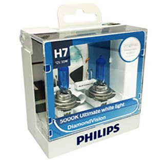 Philips หลอดไฟ รถยนต์ H7 รุ่น DAIMOND VISION แสง 5000K รหัส 12972 DV S2