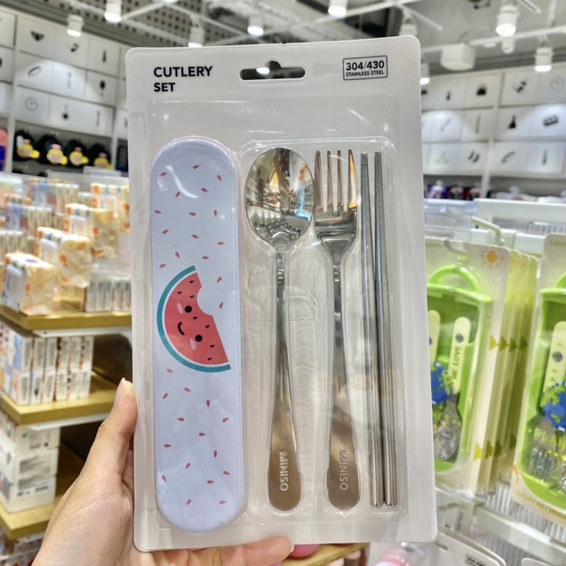 miniso-ชุดช้อนพกพา-fruit-series-cutlery-set-3-pack