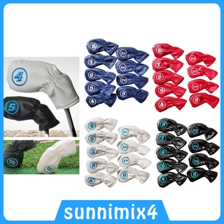 ราคา[H₂Sports&Fitness]9Pcs/Pack PU Golf Iron Covers Set Golf Club Head Cover Fit Most Irons Brand, 16x7x1cm