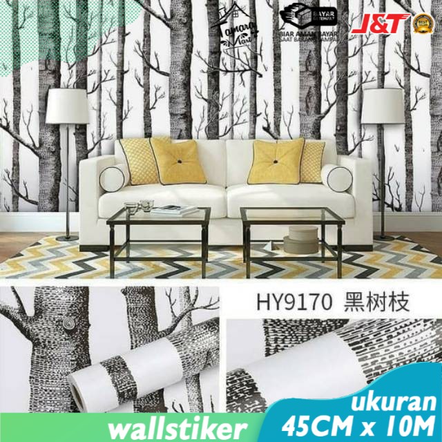 สติ๊กเกอร์ติดผนังรูปทรงต้นไม้ Minimalist 45x10 เมตร Hy 9170 | Shopee ...