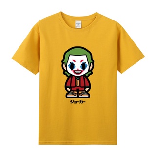 เสื้อยืดโอเวอร์ไซส์△™❈Tide ยี่ห้อ DC ภาพยนตร์ JOKER Clown co-branded ฐานผ้าฝ้ายแขนสั้นรอบคอเสื้อยืดผู้ชายและผู้หญิงฤดูร้