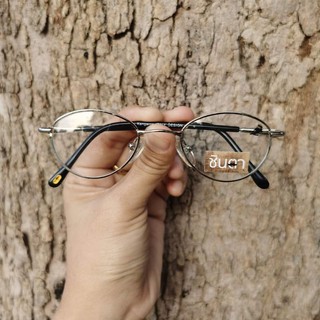 กรอบแว่นตา แว่นตาวินเทจ แว่นเก่าเก็บยุค 90s รุ่น Mini Jing กรอบแว่นทรงกลมมนเล็กจิ๋ว สีเงิน เลนส์ใส ตัดเลนส์สายตา
