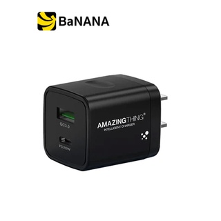 อะแดปเตอร์ AMAZINGthing Wall USB Charger 1 USB-A (QC3.0A) / 1 USB-C (PD20W) Fast Charge Black (New) By Banana IT