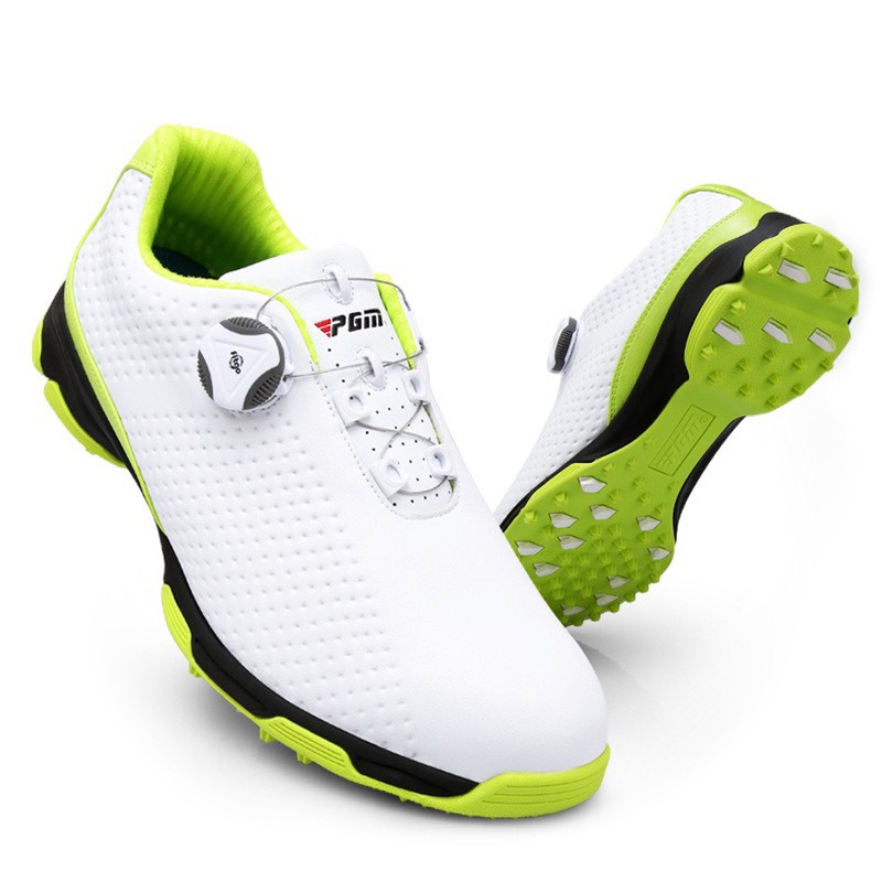 รองเท้ากอล์ฟ-xz095-รุ่นมีระบบผูกเชือกรองเท้า-สวมใส่สบาย-โดยมีสีขาวแถบดำหรือ-สีขาวแถบเขียวให้เลือก-size-eu-40-eu-45