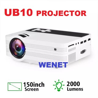 ราคาNEWEST 2020-UB10 Mini Projector UB10 Portable 3D LED Projector 2000Lumens TV Home Theater LCD Video USB VGA Support 1080