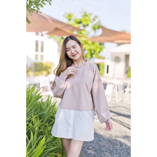 Numsha Brand เสื้อไหมพรมคอกลมชายขาว / NB21096 | Shopee Thailand