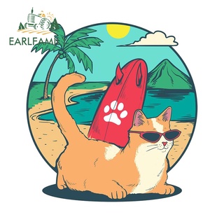 Earlfamily สติกเกอร์ ลายแมวน่ารัก กันน้ํา 13 ซม. x 12.4 ซม. สําหรับตกแต่งรถยนต์ แล็ปท็อป เซิร์ฟบอร์ด