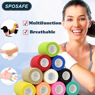 Sposafe เทปกาวในตัว ยืดหยุ่น ระบายอากาศ 450 ซม. สําหรับพันข้อเท้า มือ เท้า ข้อมือ เข่า เทปพันแผล ปวดกล้ามเนื้อทางการแพทย์ แผลแต่งตัว ผ้าพันแผล