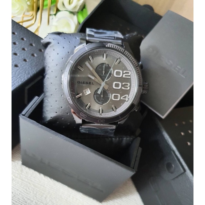 Diesel DZ4314 Men s Double Down 48 Chronograph Gunmetal Stainless Steel Watch Shopee Thailand