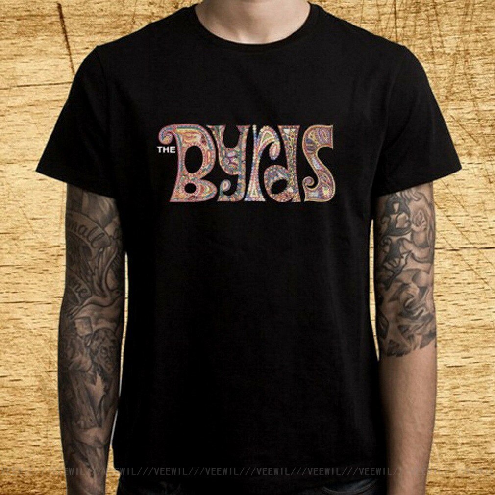 เสื้อยืดผ้าฝ้ายcotton-ขายดี-เสื้อยืดลําลอง-แขนสั้น-พิมพ์ลายโลโก้-the-byrds-rock-band-legend-สีดํา-สําหรับผู้ชาย-เพาะกาย