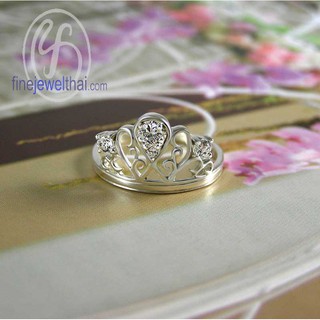 Finejewelthai แหวนเพชร-แหวนเงิน-เพชรสังเคราะห์-เงินแท้-แหวนหมั้น-แหวนแต่งงาน-Diamond CZ-Silver-Wedding-Ring - R1267cz