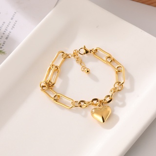 พร้อมส่ง สร้อยข้อมือไทเทเนียมเหล็ก จี้รูปหัวใจ สีโรสโกลด์ 18K สวยหรู เข้ากับทุกการแต่งกาย แฟชั่นคู่รัก ของขวัญวันเกิด