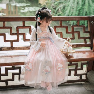 🔥Hot sale~ สาว Hanfu ชุดนางฟ้าซูเปอร์เสื้อผ้าฤดูใบไม้ร่วงเด็กโบราณเครื่องแต่งกายที่สง่างามและนางฟ้าสไตล์จีนนักเรียนประถ