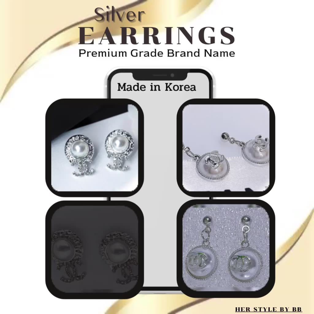 ขายถูกมากๆ-ต่างหูแบรนด์เนมเกรดพรีเมียม-silver-earrings-เงินแท้-925