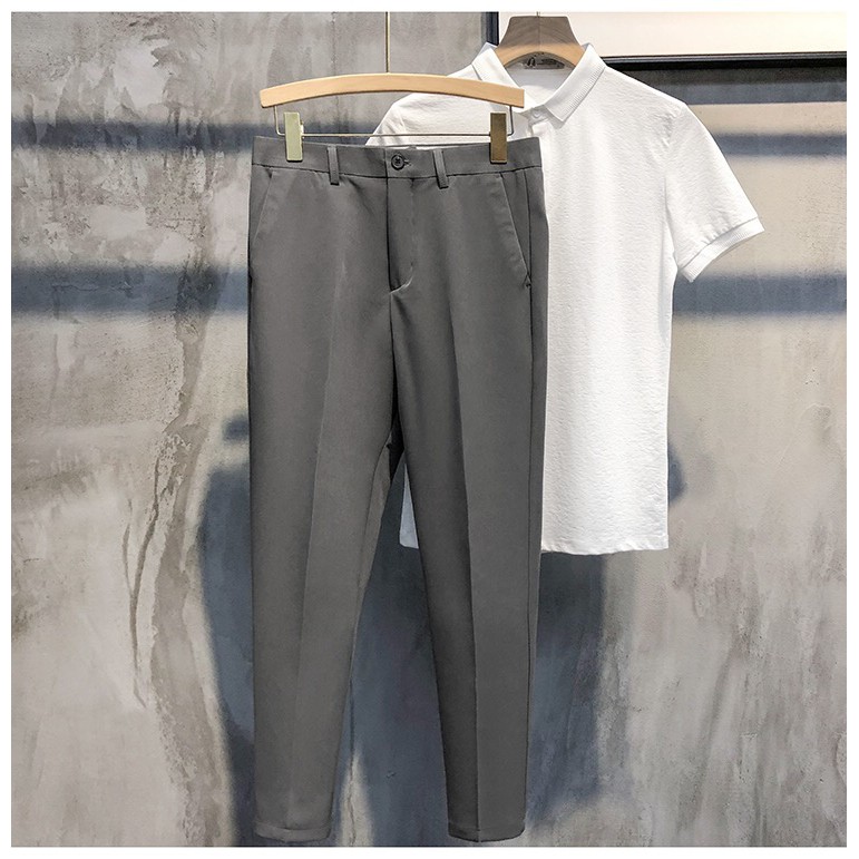 ภาพหน้าปกสินค้าสินค้าใหม่ MMPM0022 กางเกงผู้ชาย 9 ส่วน ทรงกระบอกเล็ก กางเกงสแล็คผู้ชาย กางเกงสีพื้น Color. Black. Gray Size.28-36 จากร้าน manman_fashion บน Shopee
