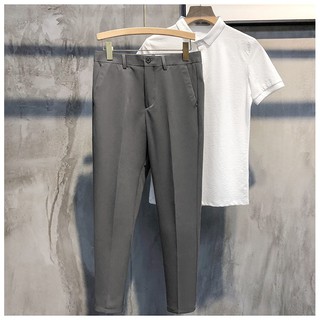 ภาพขนาดย่อของภาพหน้าปกสินค้าสินค้าใหม่ MMPM0022 กางเกงผู้ชาย 9 ส่วน ทรงกระบอกเล็ก กางเกงสแล็คผู้ชาย กางเกงสีพื้น Color. Black. Gray Size.28-36 จากร้าน manman_fashion บน Shopee