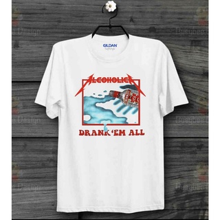 เสื้อยืด ลาย Alcoholica Metallica DrankEm All Vodka สําหรับผู้ชาย และผู้หญิง B360