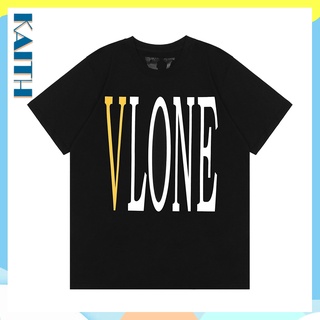 พร้อมส่ง VLONE เสื้อยืดผ้าฝ้าย แขนสั้น คอวี พิมพ์ลายสีเหลือง สไตล์วินเทจ โอเวอร์ไซซ์ สําหรับผู้ชายS-5XL