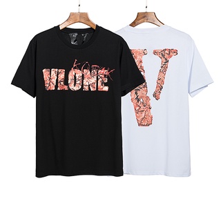 Vlone - เสื้อยืดลําลอง แขนสั้น ทรงหลวม แฟชั่นสําหรับผู้ชาย และผู้หญิง หลวมและสบาย