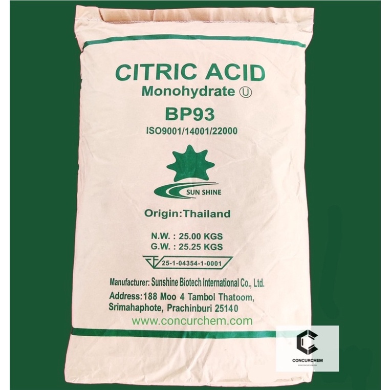 กรดมะนาว-ซิตริก-แอซิด-โมโนไฮเดรต-citric-acid-monohydrate-ขนาด25กิโลกรัม