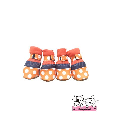 dogacat-รองเท้าสุนัข-หมา-และ-รองเท้าแมว-สีส้ม-ลายจุดขาว-size3