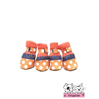 Dogacat รองเท้าสุนัข หมา และ รองเท้าแมว สีส้ม ลายจุดขาว Size3