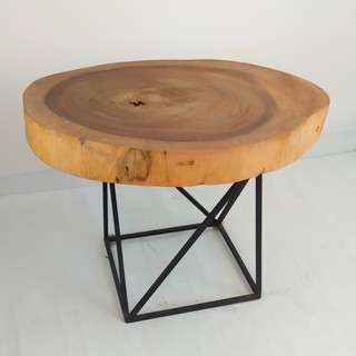 โต๊ะไม้ (ท็อปไม้ขอบธรรมชาติ) โต๊ะกาแฟ วางของอเนกประสงค์ สไตล์โมเดิร์น / สไตล์ลอฟท์