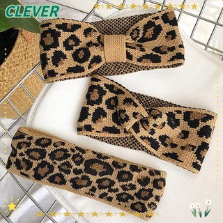 CLEVER Wide Leopard Headwear Fashion Knitted Headband Bowknot Turban Women Winter Warm New Hair Styling Crochet Head wrap