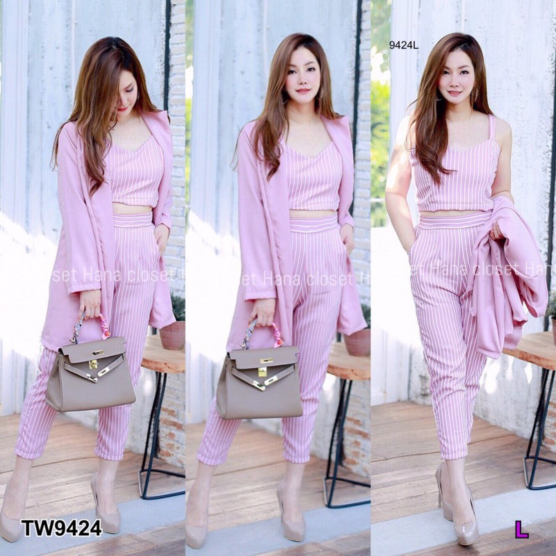 ak-9424-set-3-ชิ้น-สาวอวบ-เสื้อคลุม-ตัวยาว-แขนยาว