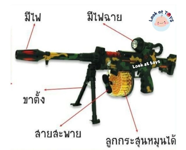 ปืนกลทหารมีไฟ-มีเสียง-มาพร้อมขาตั้งและกล่องกระสุน