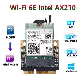 ชุดอะแดปเตอร์การ์ดไร้สาย PCI-E Wi-Fi 6E Intel AX210 2974Mbps บลูทูธ 5.2 M.2 เป็น Mini PCI Express Full WiFi Card 802.11ax/ac 160Mhz 2.4G/5G MU-MIMO OFDMA สําหรับแล็ปท็อป เดสก์ท็อป