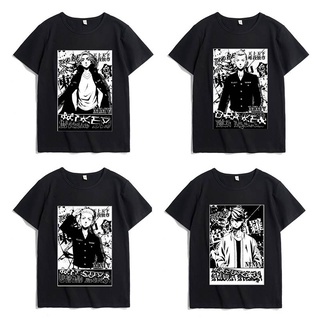 คอลูกเรือเสื้อยืดคอกลมเสื้อยืดแขนสั้นพิมพ์ลายการ์ตูน Tokyo Revengers Mikey Draken ลําลองสําหรับผู้ชายผ้าฝ้ายแท้