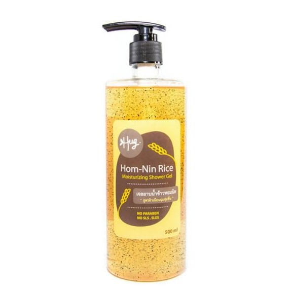 Hug organic Hom-Nin Rice Moisturizing Scrub Shower Gel 500 ml เจลอาบน้ำ ...
