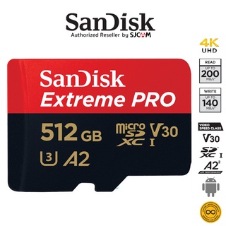 ภาพขนาดย่อของสินค้าSanDisk Extreme PRO microSDXC A2 UHS-I 512GB Speed 200MB/s เขียน 140MB/s (SDSQXCD-512G-GN6MA) เมมโมรี่ การ์ด ประกันSynnex