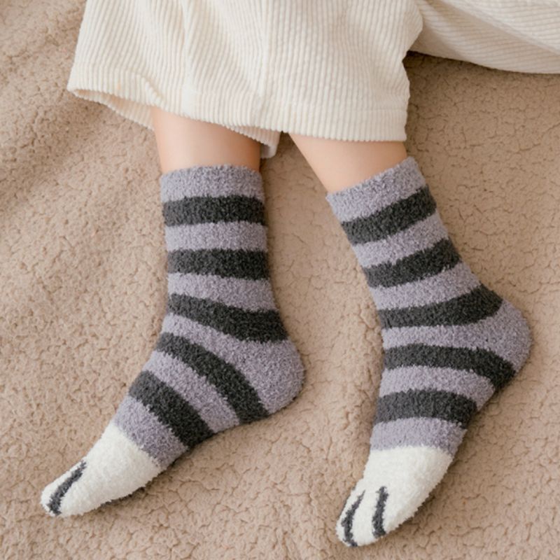 esp-ถุงเท้า-พิมพ์ลายอุ้งเท้าแมว-ขนปุย-ให้ความอบอุ่น-แฟชั่นฤดูหนาว-สําหรับผู้หญิง