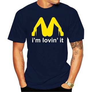 เสื้อยืดสีขาว - การออกแบบ 100% ผ้าฝ้ายแขนสั้นผู้ชาย Im Lovin It Mcdonalds บุรุษสบาย ๆ ขั้นพื้นฐานเส